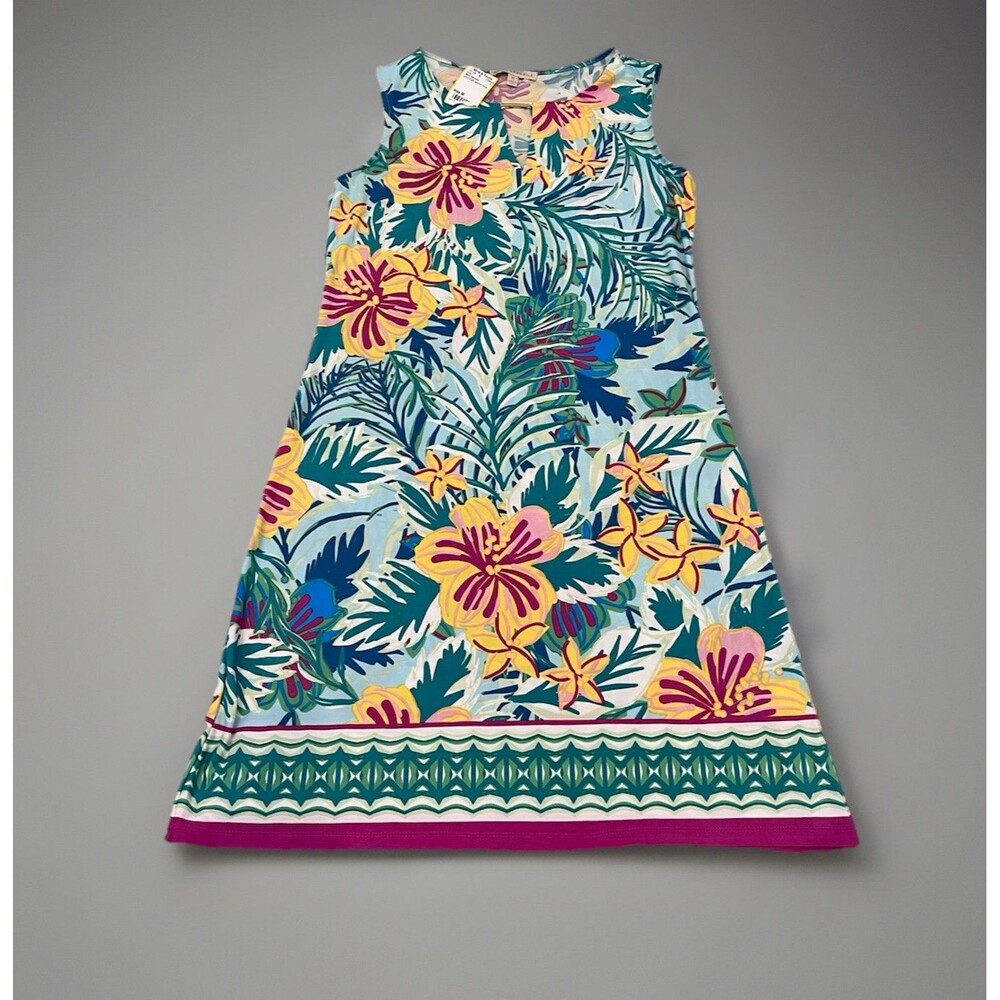 Maria Gabrielle Multicolor Floral Summer Sleeveless Knit A-Line Dress Size M